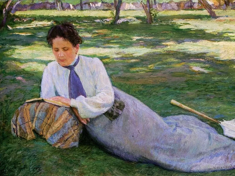 1870-Yeghishe Tadevosyan - Donna che legge in giardino (Ritratto di Justine, moglie dell'artista)